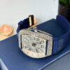 FM Blue Leather With Golden Diamond Watch