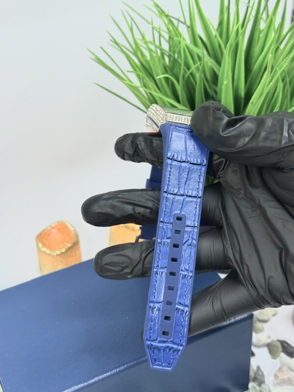 FM Blue Leather With Golden Diamond Watch