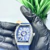 FM Blue Leather With White Diamond Watch