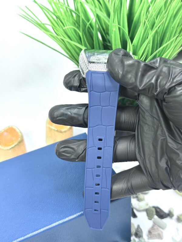 FM Blue Leather With White Diamond Watch