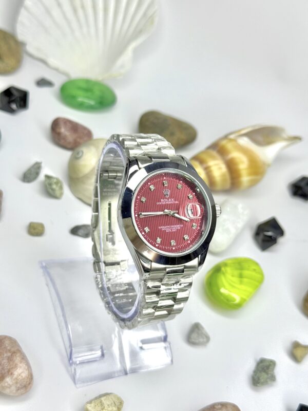 Rolex Oyster Silver Chain With Mahroon Dial